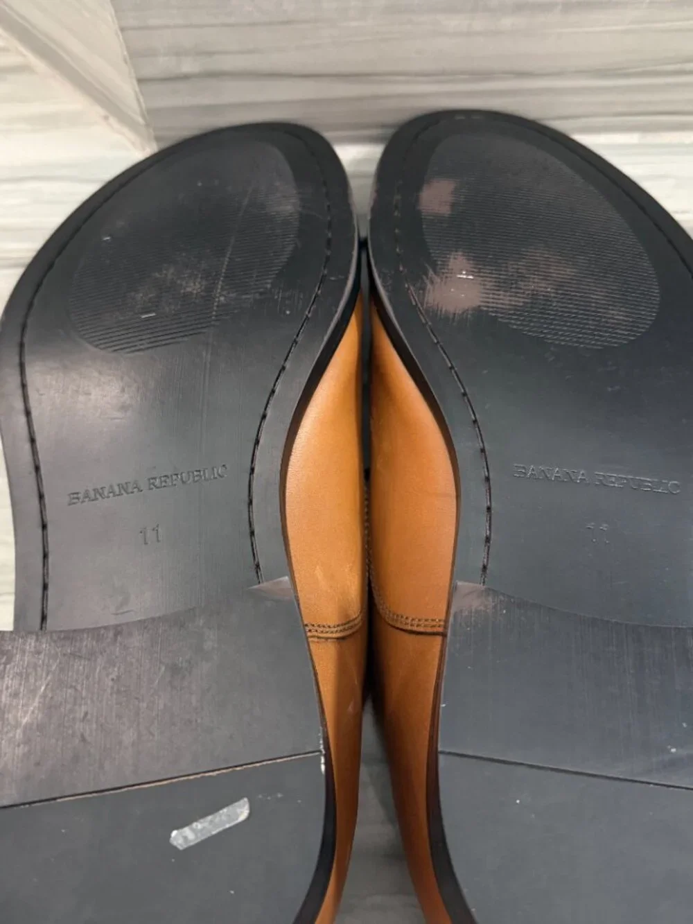 Banana Republic Mens Leather Wingtip Dress Shoes Cognac Brown 11